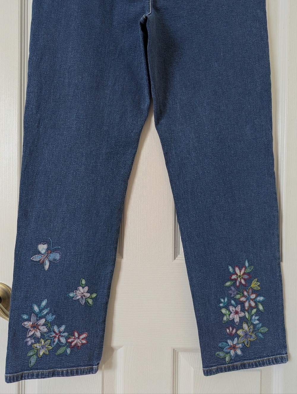 Real Clothes by Saks Fifth Avenue 90's Vintage Floral Embroidered Jeans Blue 10P - Picture 6 of 13